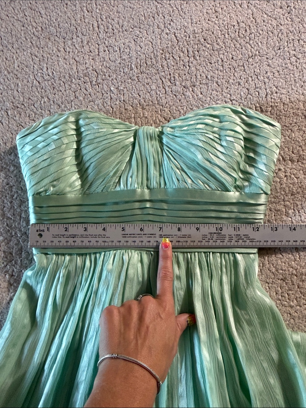BCBGMaxAzria Alicia Silk Opaline Green Charmeuse Gown Size 2 - Picture 9 of 9